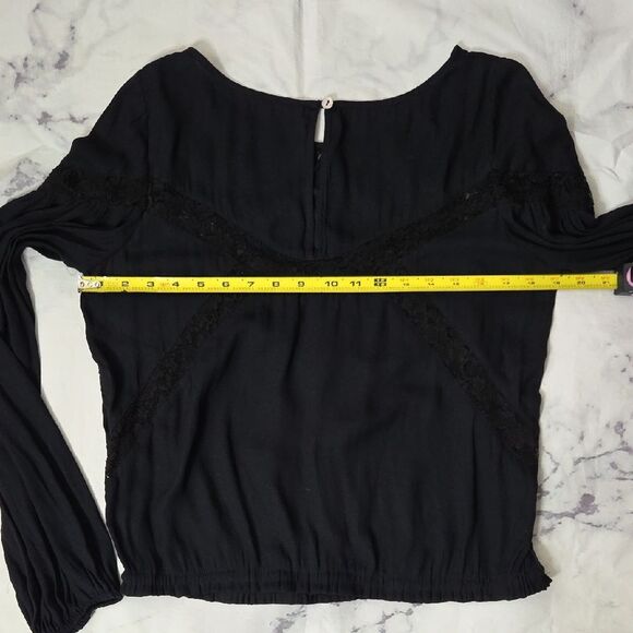 Free People Black Blouse with Lace Detail - Picture 6 of 6